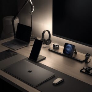 lucid origin a luxurious modern desk setup with visually stunning premium tech gadgets arrang 0 (1)