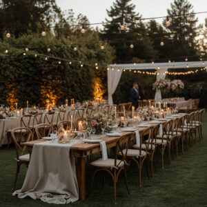 lucid origin create a premium pinterest style vertical image of a dreamy outdoor wedding rece 0