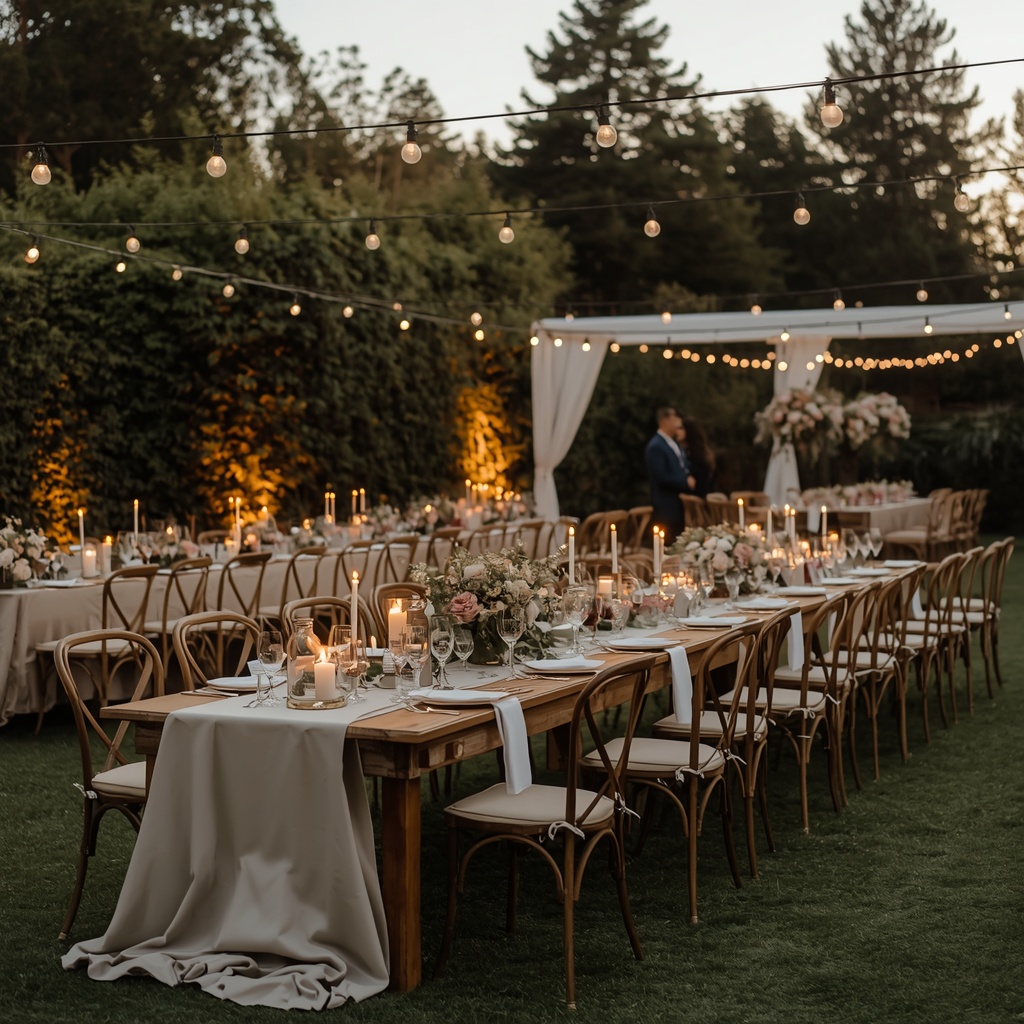 lucid origin create a premium pinterest style vertical image of a dreamy outdoor wedding rece 0