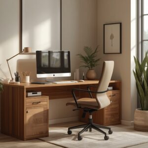 lucid origin create a premium pinterest style vertical image of a modern home office setup fe 0