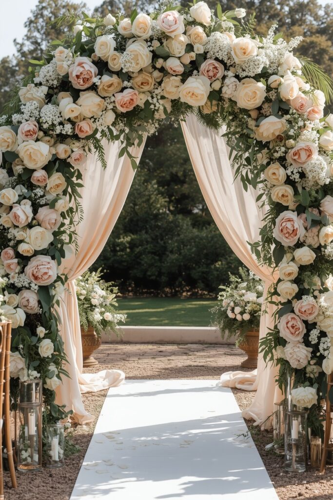 lucid origin a breathtaking luxury wedding ceremony backdrop featuring an elegant floral arch 0